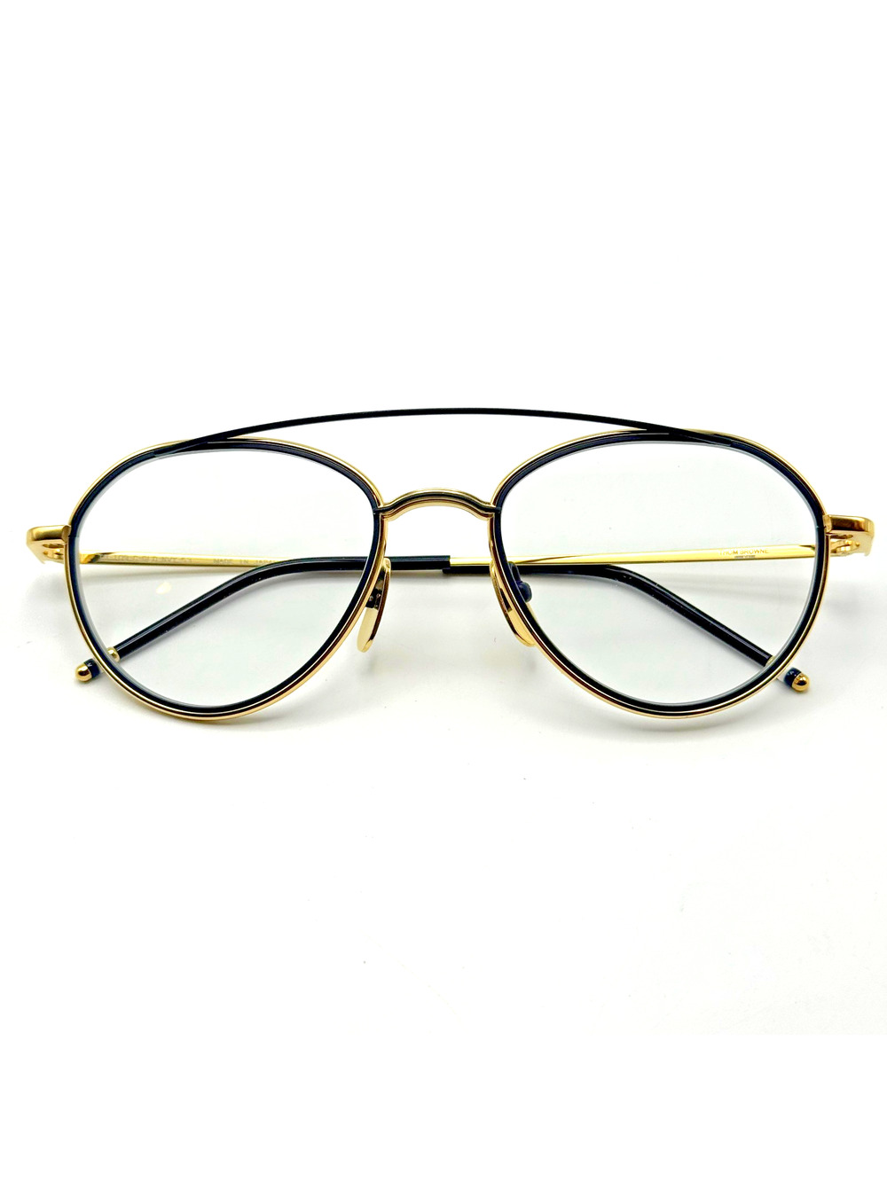 Thom Browne Eyeglasses Frames TB-109-C Gold Navy Blue 53-20-141 New Authentic